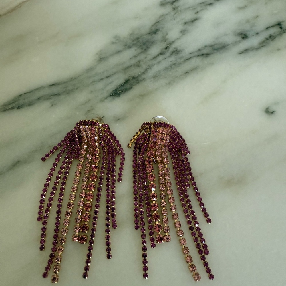 Elegant Pink and Gold Dangle Earrings